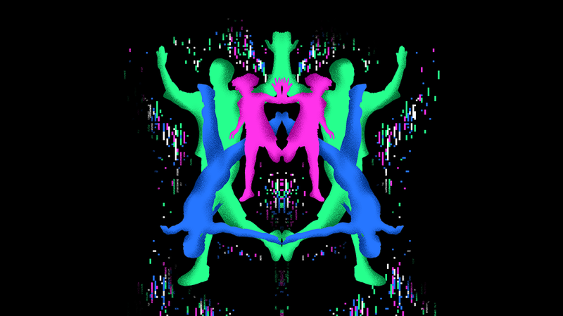 Trois danseurs apparaissent en miroir, comme un test de Rorschachtest de 