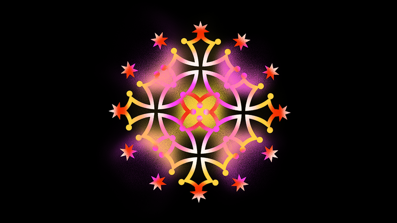 Motif lumineux d'une croix occitane.